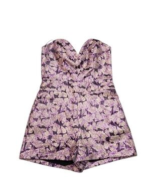 Lavender Brown Purple Glitter Strapless Romper